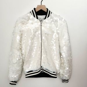 Lovers + Friends REVOLVE white sequin jacket XS